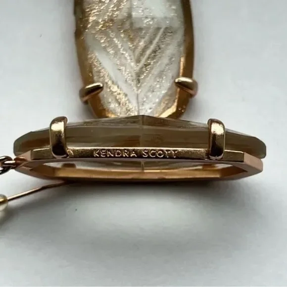 NWOT Kendra Scott Esme Rose Gold Drop Earrings In Gold Dusted Glass
